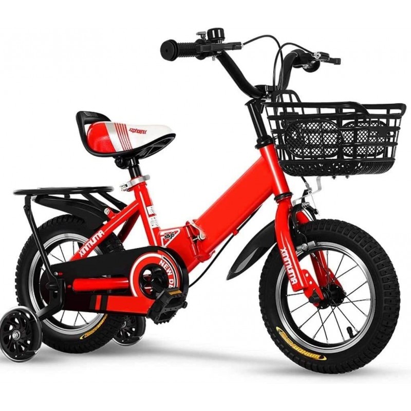 Bicicleta 14 inch , Sport rosie copii 3 -6 roti ajutatoare cu luminite